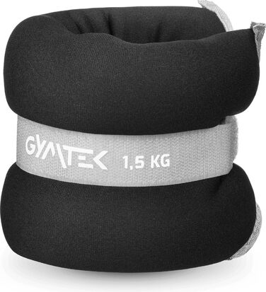 Манжети для обважнення Gymtek, 2x1,5 кг, обважнювачі для ніг і рук, регульовані обважнювачі для щиколоток і зап'ясть, вагові манжети для ніг і браслет ваги Інтенсифікація тренувань, чорний