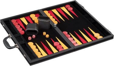 Backgammon Philos Donousa великий, штучна шкіра, чорний/червоний/жовтий