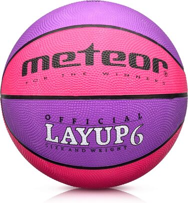 Міні-баскетбольний м'яч meteor Layup Kids Розмір 5 6 7 ідеально підходить для дитячих рук від 4-8 років Ідеальний баскетбольний м'яч для тренувань М'який баскетбол з чіпкою поверхнею (розмір 6 (жінки), рожевий і фіолетовий)