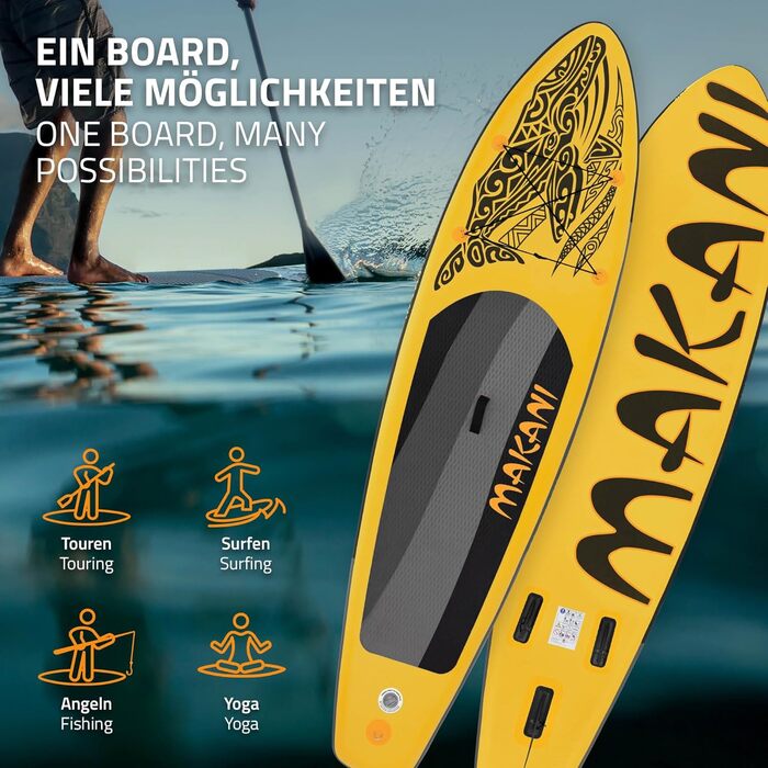 Надувна SUP-дошка ECD Germany Makani 320 см, до 150 кг, алюмінієве весло, комплект аксесуарів, різні кольори