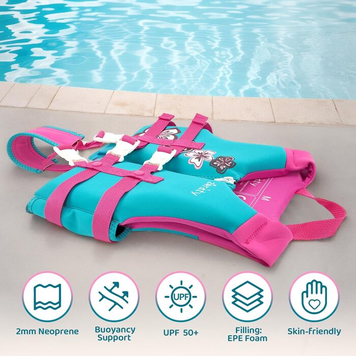 Куртка для плавання Zeraty Kids Life Jacket для малюків з регульованими ременями безпеки Вік 1-9 років / 22-50 фунтів Pink S (рекомендований вік 1-3 роки)