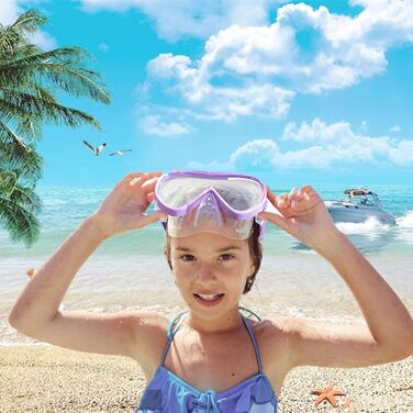 Набір для підводного плавання Kids, Окуляри для дайвінгу Kids Anti-og and Dry Snorkel - Маска для дайвінгу проти протікання Суха трубка Набір для підводного плавання для хлопчиків 4-14 (F, фіолетовий набір)