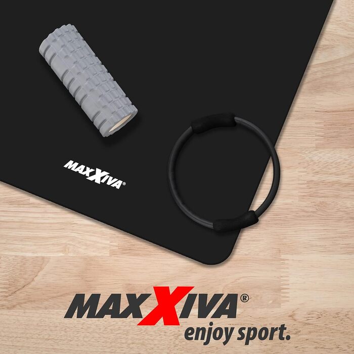 Килимок для йоги MAXXIVA - 190x60x1,5 см або 190x100x1,5 см, з ременем для перенесення, не містить фталатів, не ковзає, вибір кольору - гімнастичний килимок, килимок для фітнесу, спортивний килимок, тренувальний килимок, килимок для вправ 190x100 см чорни