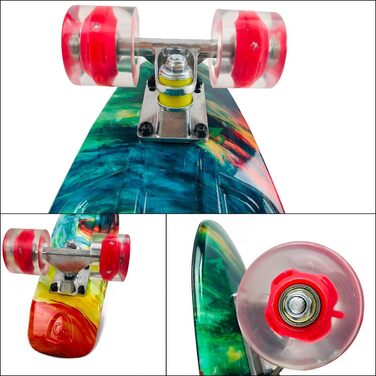 Скейтборд Sumeber Skateboard Kids Mini Cruiser Skateboard Complete 22 дюйми зі світлодіодними світловими колесами Скейтборд для дорослих Діти початківців Подарунок на день народження Color Swirl