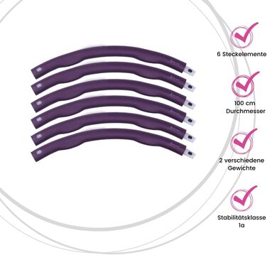 Хулахуп для дорослих - Фітнес кільце для схуднення для початківців і просунутих - 1,5 кг - 100 см Діаметр - Обладнання для фітнесу - Hulla Hoop з дизайном хвилі Purple