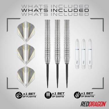 Професійні дротики RED DRAGON Seren Pure 90% вольфраму зі сталевим вістрям, набір з крилами та хвостовиками, 21-25 г, 4 стилі