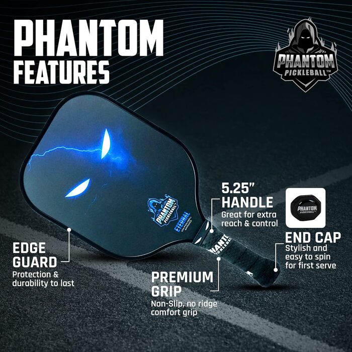 Ракетка для піклболу Phantom Eternal 14мм T700 Carbon Pickleball, схвалено США