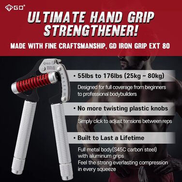 Гантель GD GRIP (80-176 фунтів) з регульованими пальцями