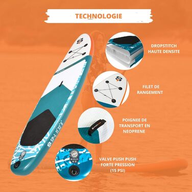 Надувна SUP-дошка SIMPLE PADDLE L 11' (335x81x15 см) комплект: весло, лиш, подвійна помпа, сумка