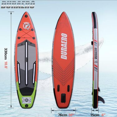 Набір надувних SUP-дошок Stand up Paddle Board, 330x76x15см, 3 знімних плавника, сидіння для байдарки, регульоване подвійне весло, кріплення для кулачків, повні аксесуари, вантажопідйомність до 150 кг, червоний