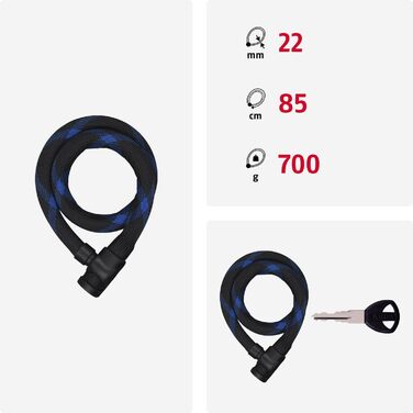 Замок тросовий ABUS Ivera Steel-O-Flex 7200, сталевий трос з броньованими сталевими втулками, рівень безпеки 7
