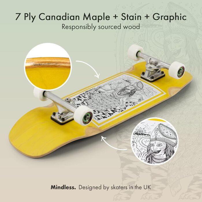 Унісекс бренд скейтборд Longboard 9 x 30 гірчичний (різнокольоровий)