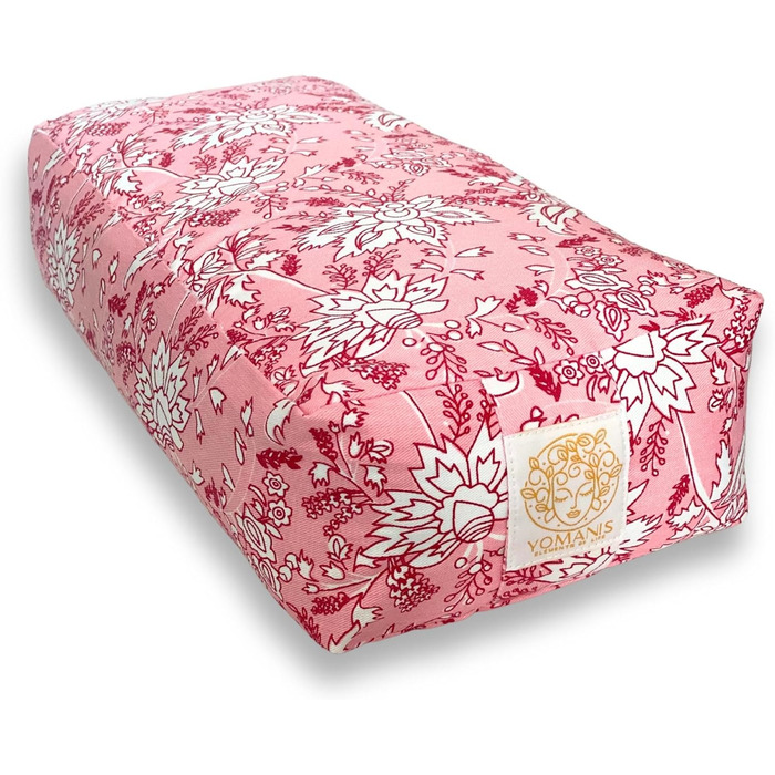 Подушка YOMANIS Balisa Travel Bolster Cushion 40x18x10см для йоги та медитації, наповнена бавовною, тверда та стабільна, сертифікована Social&Fair Natural & Organic Cotton Oeko-Tex. Ідеально підходить для йоги в дорозі Blossom Pink