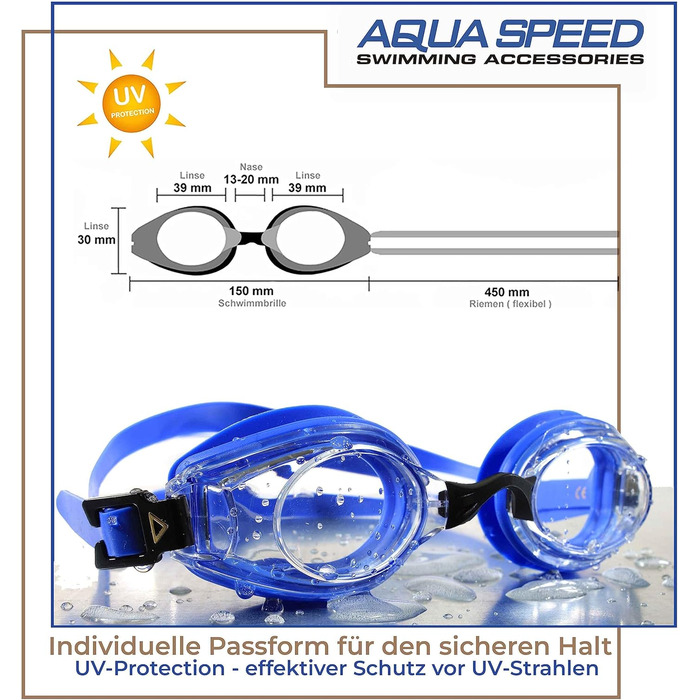 Окуляри для плавання Aqua Speed за рецептом - LUMINA - Діоптрії для дорослих з короткозорістю ліва та права лінзи індивідуально підбираються відповідно до ваших побажань (3rd Lumina / синій / незатонований)