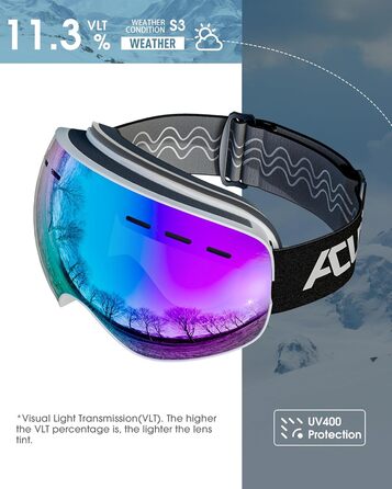 Каркас Eye Сноуборд Brie OTG Сумісний Hem Anti Fog UV400 Захист Skibrien для носіїв Brien Чоловіки Жінки Дорослі Молодіжні окуляри (сині, S)