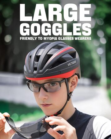 Велосипедний шолом VICTGOAL для чоловіків і жінок MTB з магнітним знімним візором, 21 вентиляційний отвір, регульований, захисні окуляри