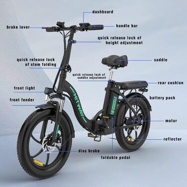 Електровелосипед HITWAY E-Bike20, акум. 12 Ач, запас ходу 35-90 км, 7 передач