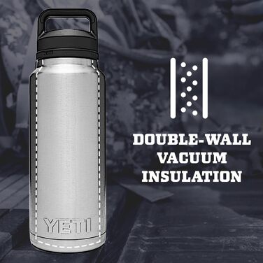 Термос-пляшка YETI Rambler, вакуумна, нержавіюча сталь, з кришкою, колір морський синій