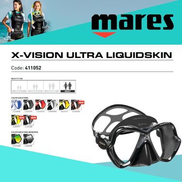 Маска Mares X-Vision Ultra Liquidskin, один розмір, сірий/чорний