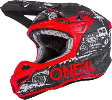 Мотокросовий шолом O'NEAL 5SRS Polyacrylite для дорослих XXL, чорний/червоний, ABS корпус, підвищена безпека, гумовий захист носа