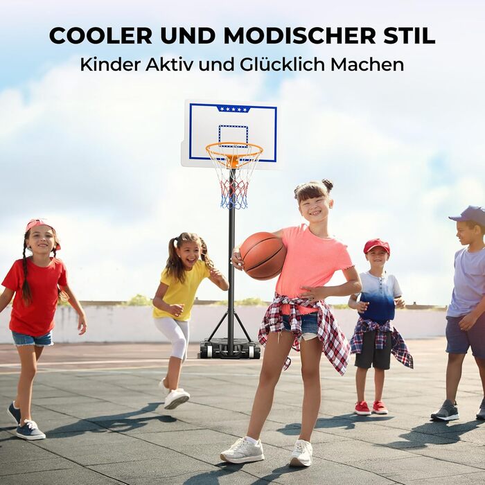 Баскетбольне кільце Yohood Outdoor Kids, баскетбольні кільця з регульованою висотою підставки 110-210 см, портативне баскетбольне кільце в приміщенні/на вулиці захищене від погодних умов (біле)