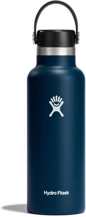Термобутилка HYDRO FLASK 532 мл з нержавіючої сталі, ізольована спортивна пляшка з герметичною кришкою та ремінцем, для води, підходить для миття в посудомийці, вузьке горло, індиго