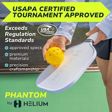 Набір ракеток для піклболу Helium, 4 шт, сертифіковані USAPA, графітово-скловолоконна поверхня, легкий стільниковий сердечник
