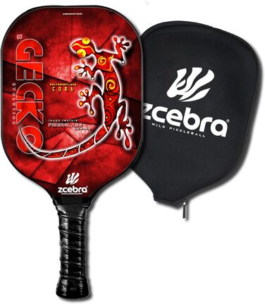 Композитна ракетка ZCEBRA Pickleball Paddle, легка, сердечник зі скловолокна, поліпропілен, текстурована, весло преміум ZGECKO (червона)