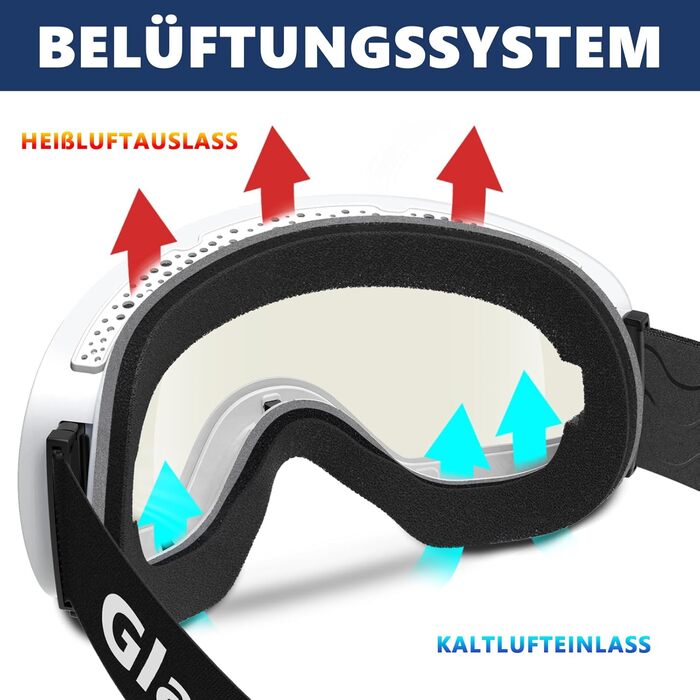 Гірськолижні окуляри GlaRid чоловічі жіночі, OTG Ski Goggles Безкаркасні окуляри для сноуборду для тих, хто носить окуляри, Снігові насадки для дорослих Захист від запотівання 100 UV400 (рожевий)