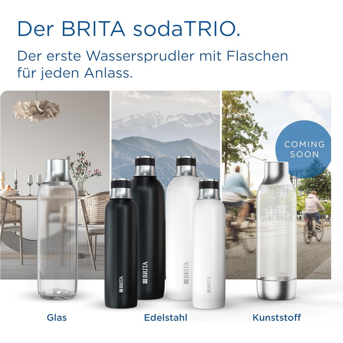 Пляшка BRITA 1л чорна для газованої води TRIO ізольована, не ковзає