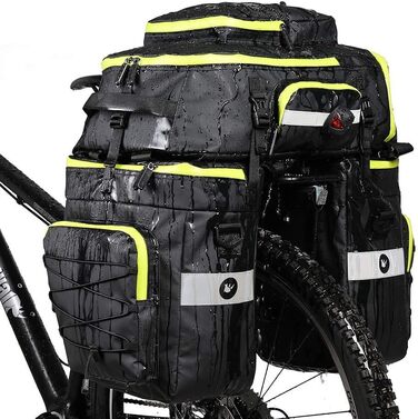 Велосипедна сумка Rhinowalk 3-в-1 для багажника, зелена, професійний набір: сумка на багажник, через плече, для ноутбука