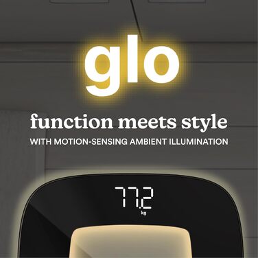 Електронна вага HoMedics glo з нічником, сенсором руху, з екологічного пластику, точне вимірювання ваги, скляна поверхня