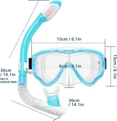 Набір трубок HIKOTEY 4-16 років, окуляри для дайвінгу проти запотівання сині
