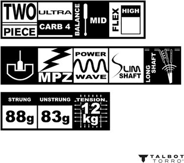 Ракетка для бадмінтону Talbot Torro Isoforce 5051 Tato Dura, Ultra Carbon4 для найвищої точності удару, Mega Power Zone (439567 - Isoforce 5051.8 Tato Dura)