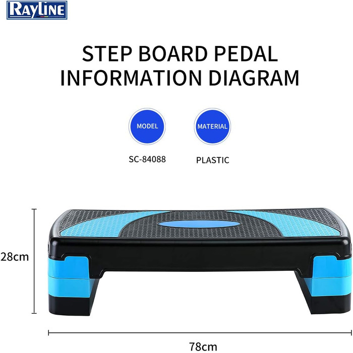 Степпер Rayline Степпер Дошка для аеробних тренувань 78x28см Тренування зі змінною висотою Фітнес Бодібілдинг Гімнастика Силові тренування