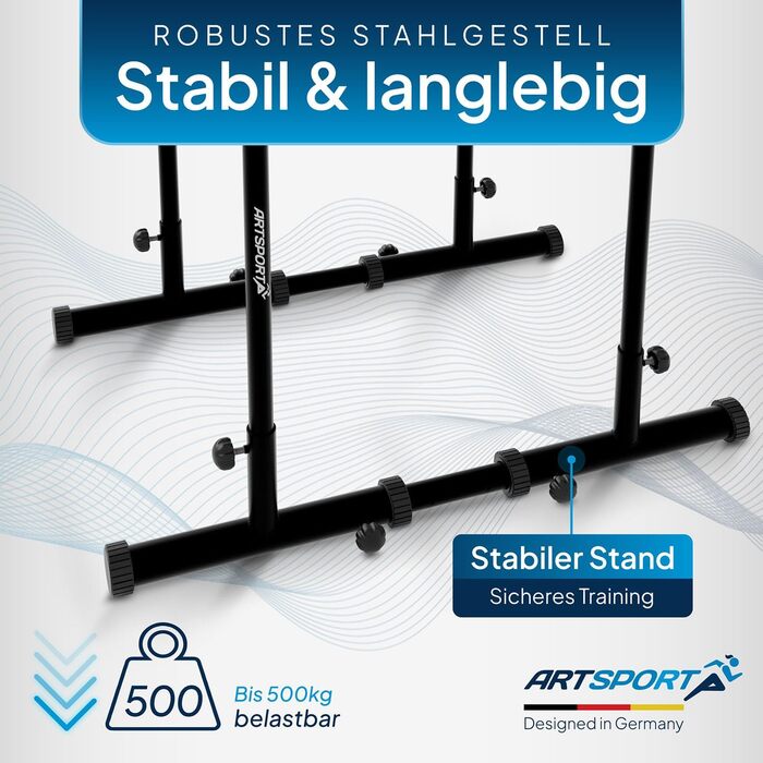 Dip Station - Push Up Bar до 500 кг - Регульована, Black