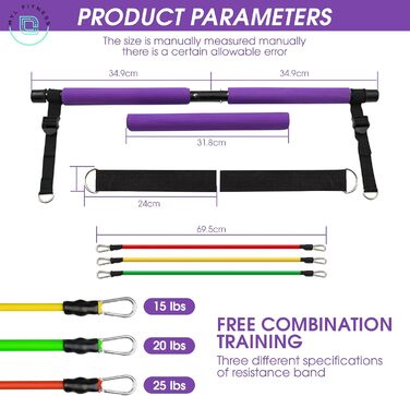 Набір штанг для пілатесу MYL Fitness зі стрічками опору, портативне обладнання для фітнесу та домашніх тренувань для жінок і чоловіків
