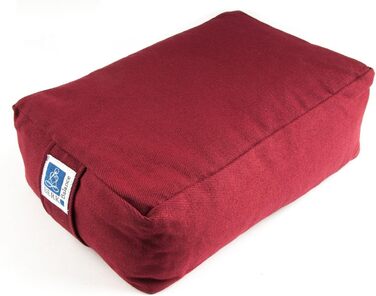 Подушка для медитації TEMPELWELT Yoga Cushion Cuboid 30 x 20 x 10 см, чохол з бавовни Bordeaux червоний знімний, наповнений гречаним лушпинням, подушка для сидіння Bolster Yoga Cushion