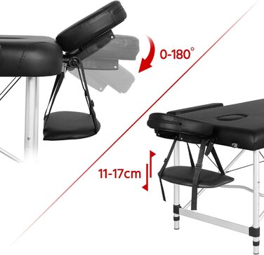 Мобільний масажний стіл Yaheetech 2 зони регульований по висоті масажний стіл Масажне ліжко з алюмінієвими ніжками та сумкою для перенесення, 213*90см