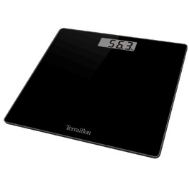 Ваги підлогові Terraillon TSQUARE, скляна платформа, ультратонкі, 26×26 см, велике LCD, до 180 кг, чорні