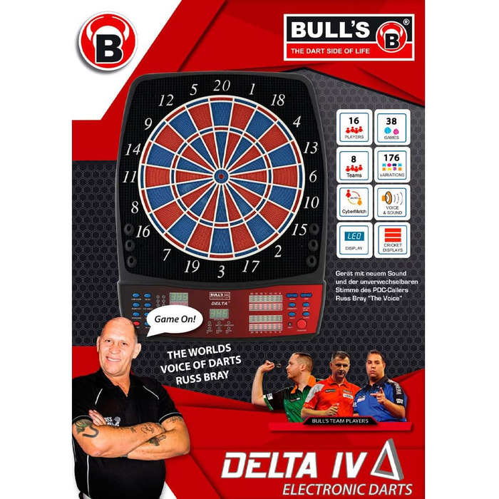 Дошка для дартсу BULL'S Delta Iv Russ Bray Electronics, багатобарвна, 59x46 см