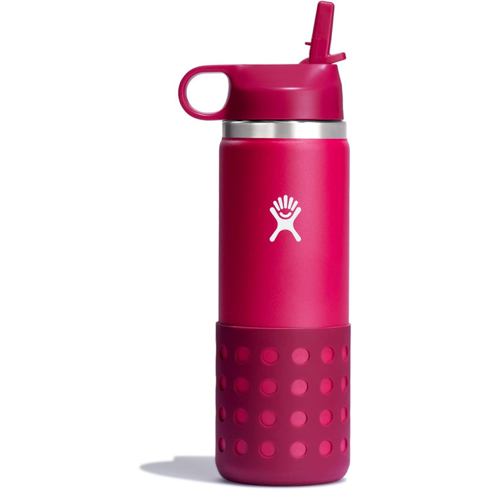 Дитяча пляшка Hydro Flask з широкою кришкою та соломинкою, 590 мл, колір півонія
