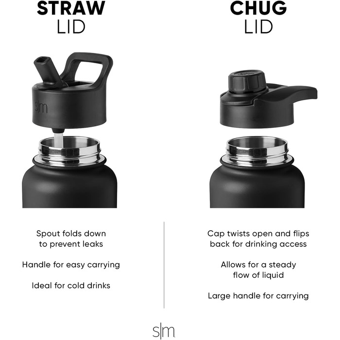 Термобутилка Simple Modern з трубочкою та кришкою Chug, нержавіюча сталь, 950 мл, для спорту і фітнесу, Raspberry Vibes
