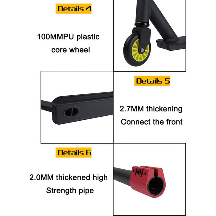 Районний професійний скутер з підшипниками ABEC-7 і поліуретановими колесами - Трюковий скутер - Trick Scooter - Скутер для фрістайлу з міцною рамою Максимальне навантаження 220 фунтів для дітей від 10 років, дорослих 3