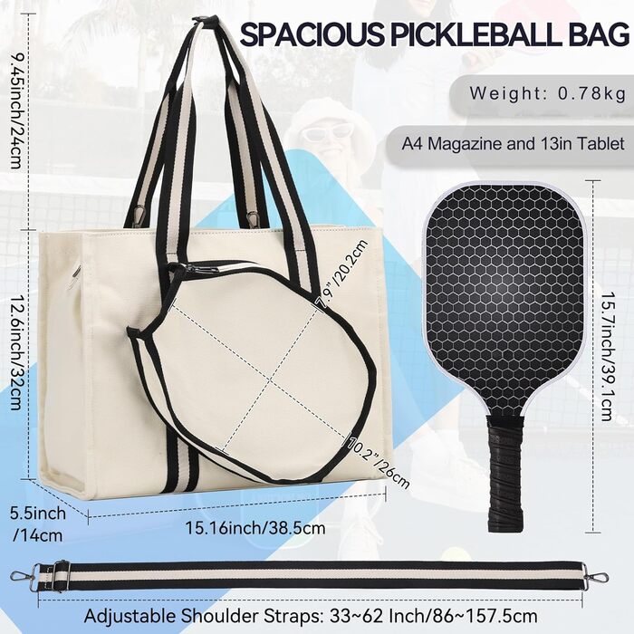 Сумка VASCHY Pickleball Bag, через плече на 2 ракетки (бежева)