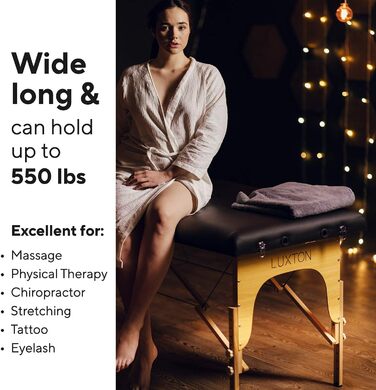 Масажний стіл Luxton Home Premium з піною Memory Foam, складаний, портативний, легкий у встановленні