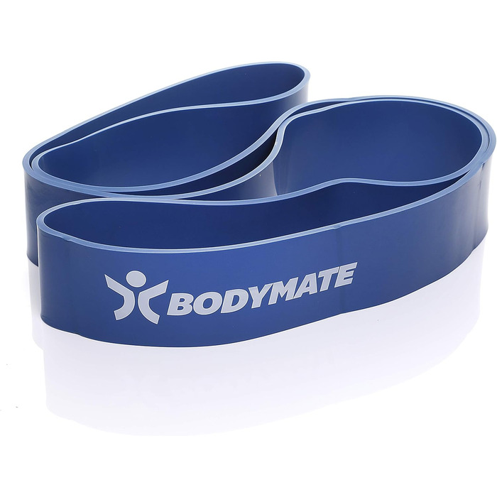 Фітнес-гумка BODYMATE 208 см, еластична стрічка опору з натурального латексу, тренує силу, витривалість, координацію, гнучкість і багато іншого, для початківців і професіоналів 5. X-STRONG-BLUE 6,2 см (опір 28-80 КГ)