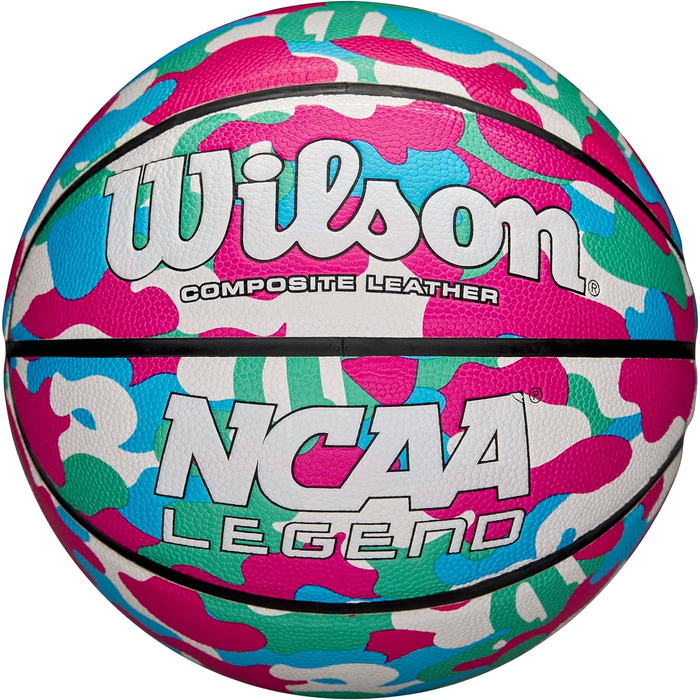 Баскетбольні м'ячі WILSON NCAA Legend 74,9 см, 72,4 см, 69,8 см Розмір 7 - 29,5 (рожевий камуфляж, розмір 6 - 28,5')