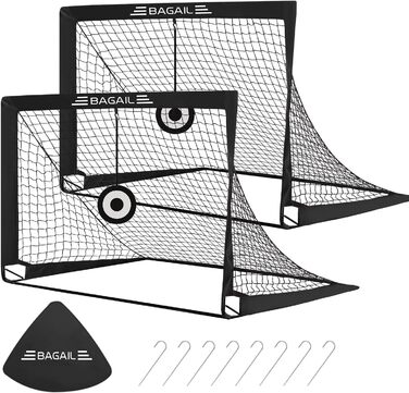 Набір футбольних воріт BAGAIL 4x3 фути чорний з кишенею, 2 шт.