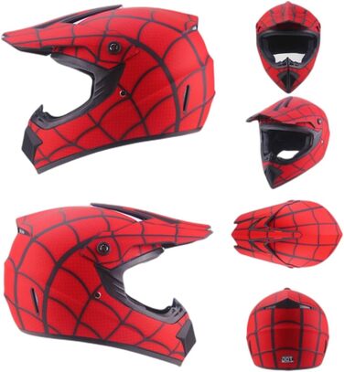 Дитячий мотокросовий шолом Senhill Spiderman, повнолицевий, DOT, з окулярами, для мотоцикла, велосипеда, унісекс